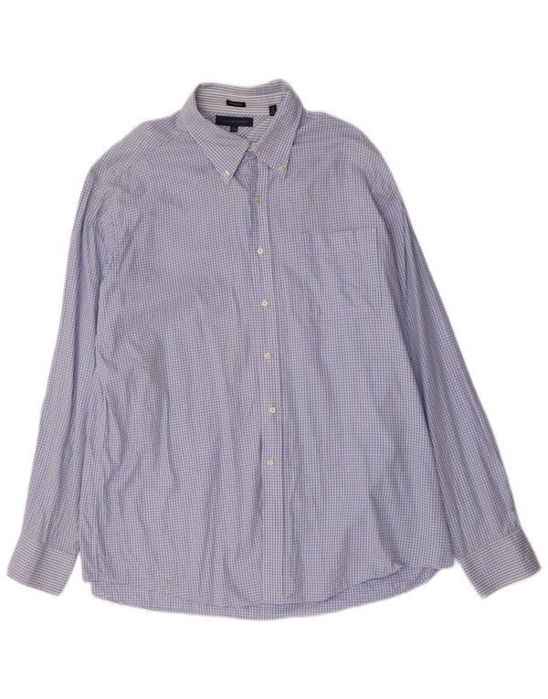 Camicia da uomo vestibilità regolare Tommy Hilfiger taglia 17 1/2 XL cotone a quadretti blu