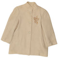 Soprabito da donna vintage IT 44 lana floreale bianco sporco medio