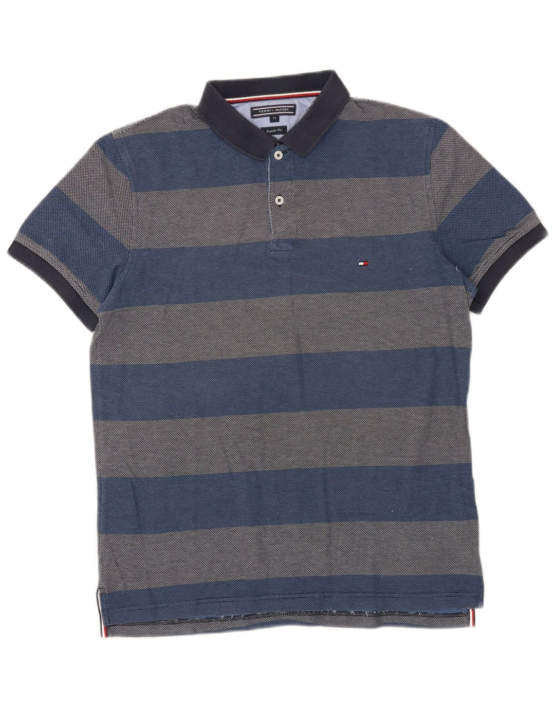 Polo da uomo Tommy Hilfiger Regular Fit in cotone a righe blu medio