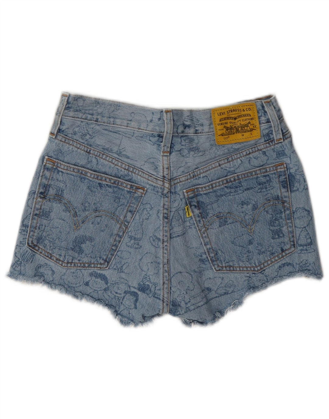 Pantaloncini di jeans con grafica Peanuts da donna Levi's W24 XS in cotone blu