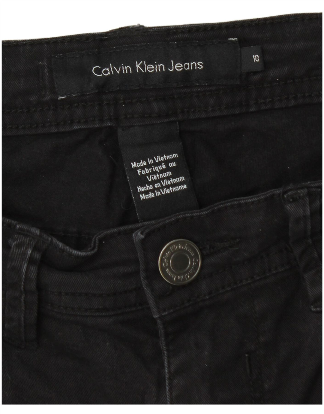CALVIN KLEIN Pantaloncini di jeans a vita media da donna US 10 Large W30 Cotone nero