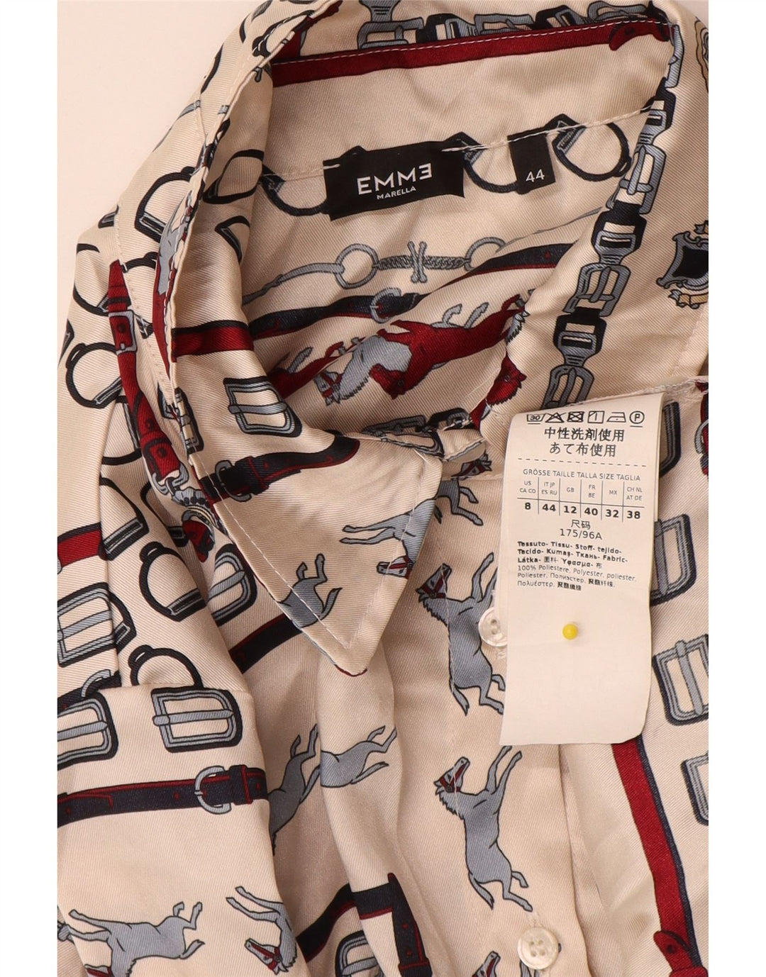 Camicia EMME da donna Marella UK 12 Poliestere geometrico beige medio