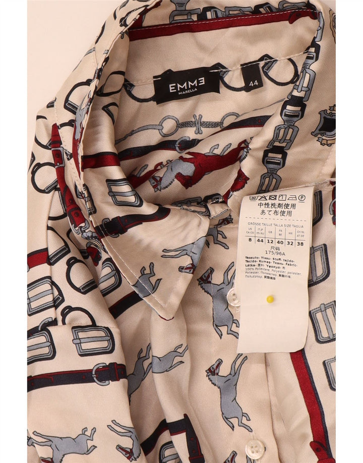 Camicia EMME da donna Marella UK 12 Poliestere geometrico beige medio