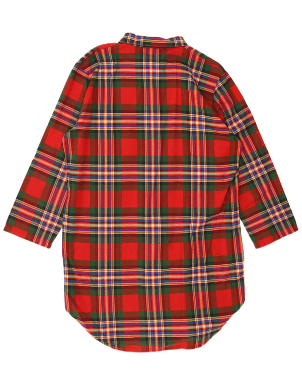 Abito camicia grafica oversize da donna VINTAGE UK 14 medio rosso a quadri