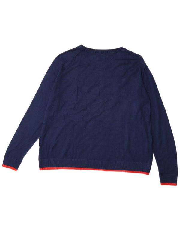 MARKS & SPENCER maglione da donna con scollo a barca UK 16 grande blu navy