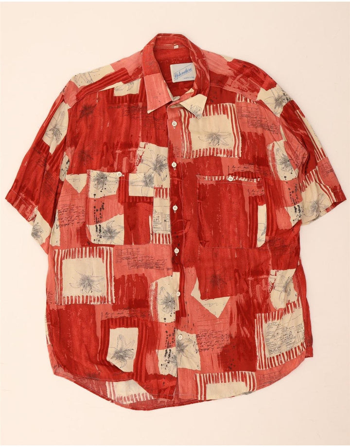 Camicia vintage da uomo a maniche corte grande patchwork rosso