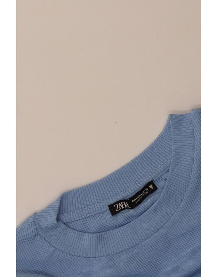 Top corto a maniche lunghe da donna Zara UK 8 piccolo blu