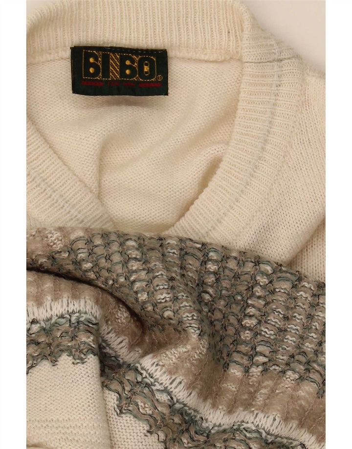 Bibo Uomo Maglione Girocollo Maglione Grande Bianco Fair Isle