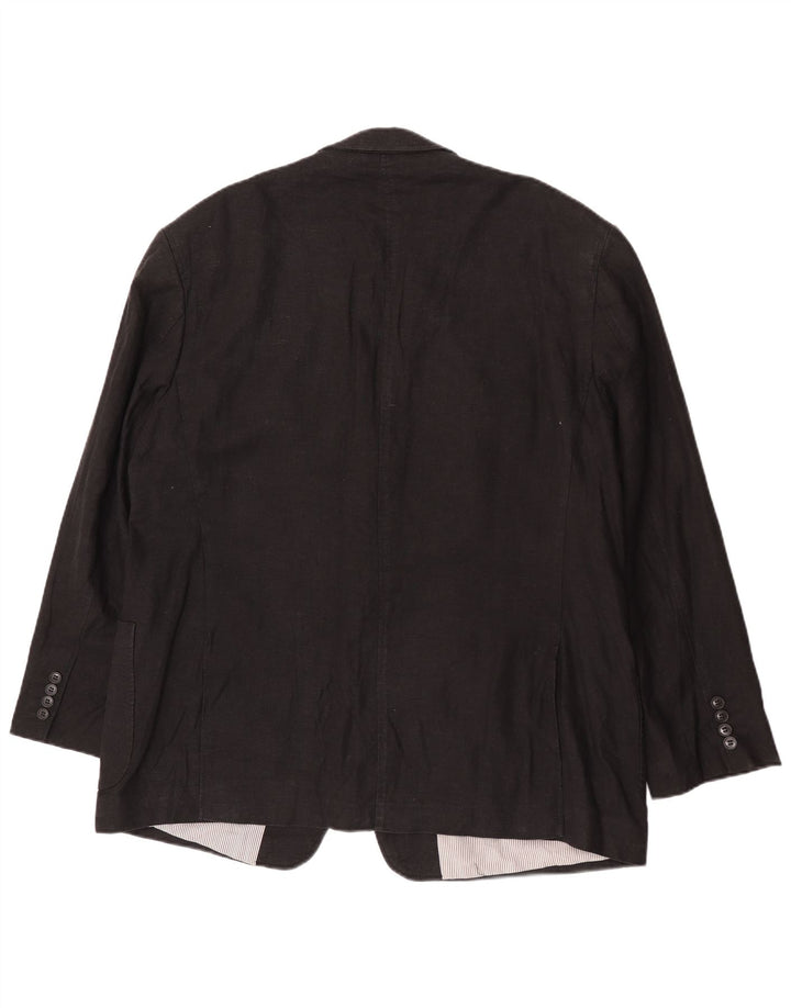 Giacca blazer a 2 bottoni Marks & Spencer da uomo UK 48 2XL Lino nero