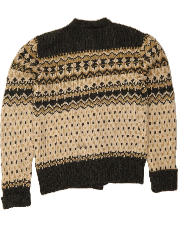 Maglione cardigan da uomo C&A IT 52/54 Large Lana Fair Isle color kaki