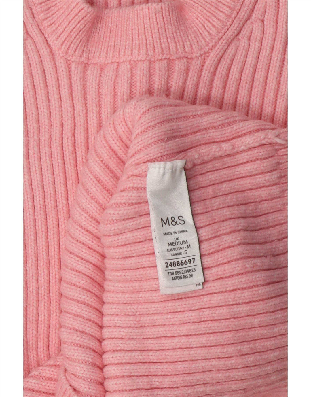 Maglione maglione girocollo da donna Marks & Spencer UK 14 Poliestere rosa medio
