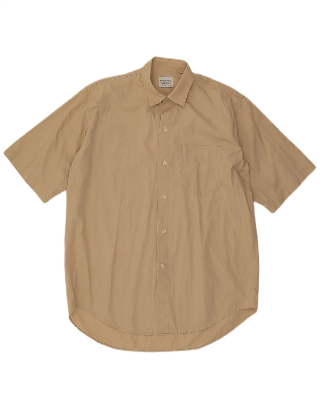 Camicia Benetton Uomo Manica Corta Large Beige