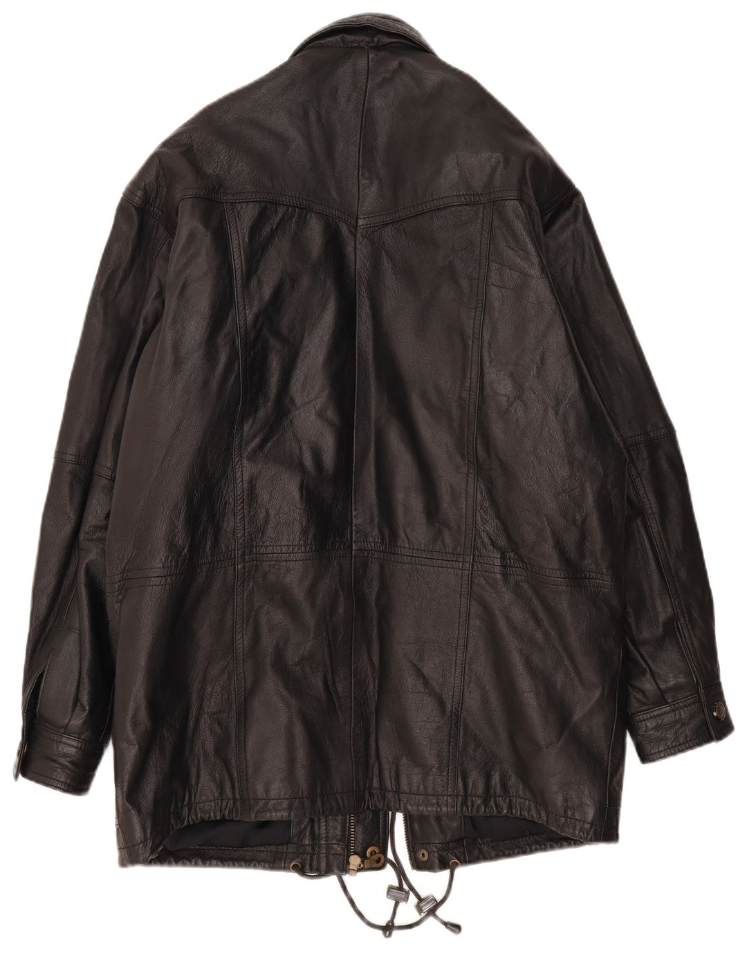 Cappotto in pelle da uomo vintage UK 38 in pelle nera media