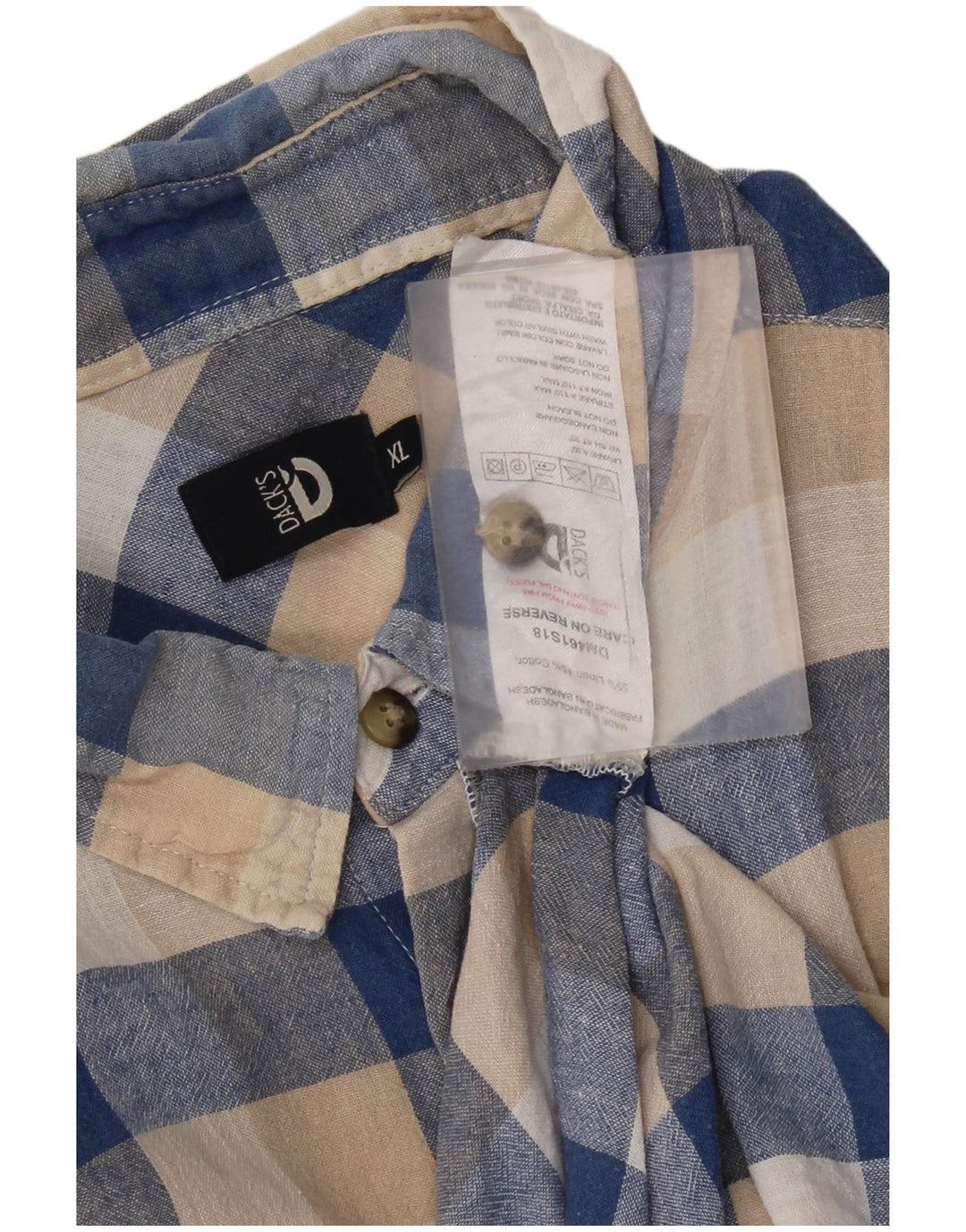 Camicia a maniche corte da uomo di Dack XL Lino a quadretti beige