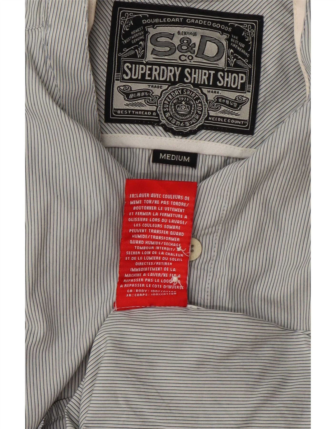 Camicia da uomo Superdry in cotone gessato grigio medio