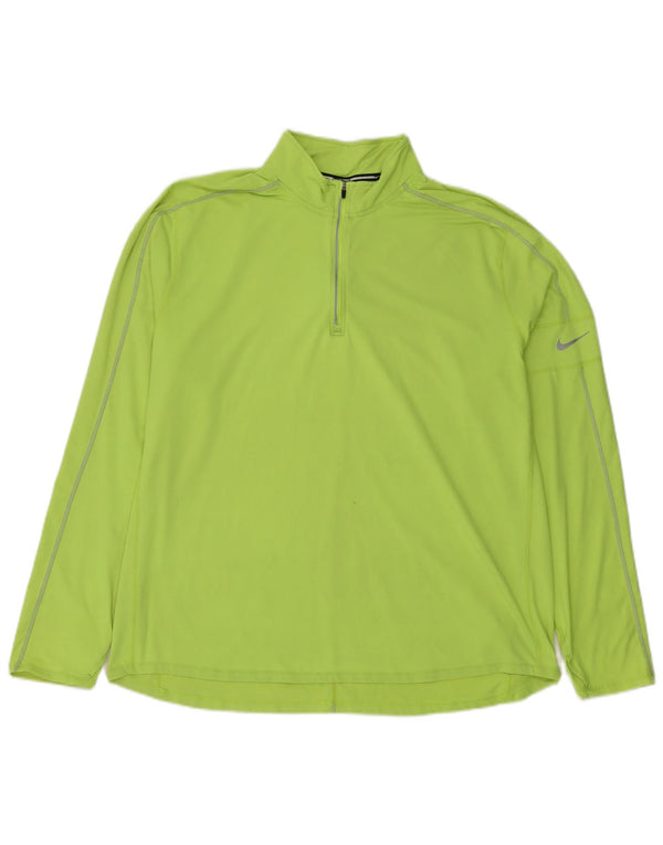 Top della tuta da ginnastica Nike Dri Fit con collo e zip da uomo 2XL verde poliestere