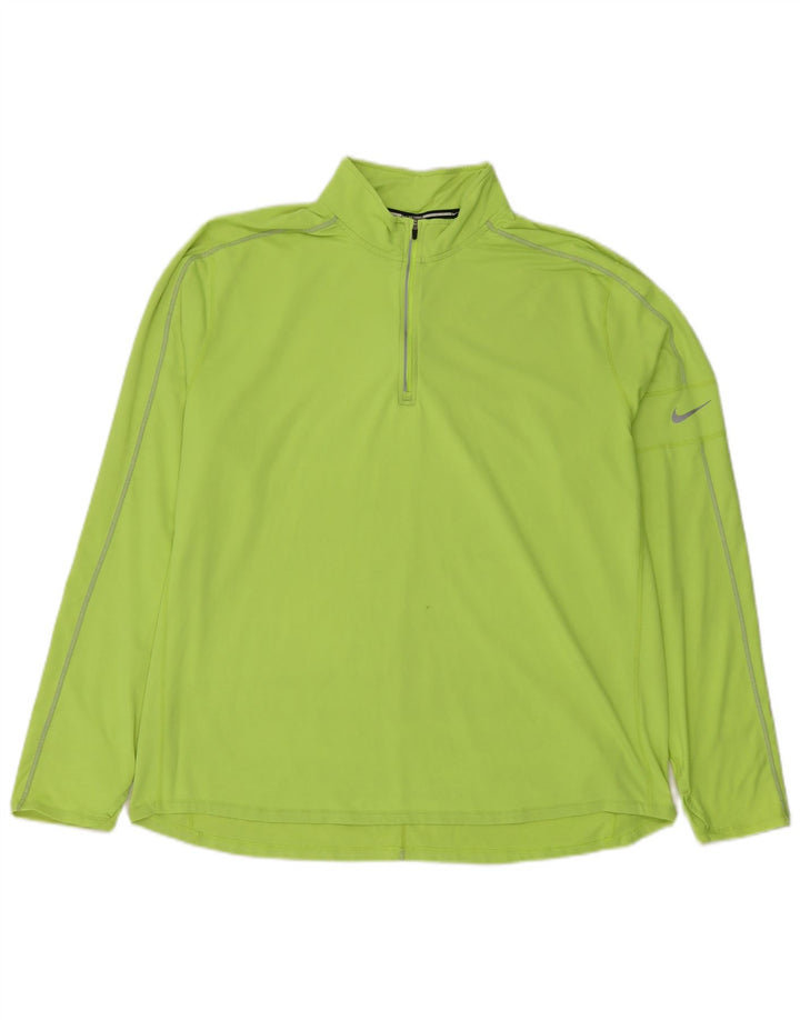 Top della tuta da ginnastica Nike Dri Fit con collo e zip da uomo 2XL verde poliestere