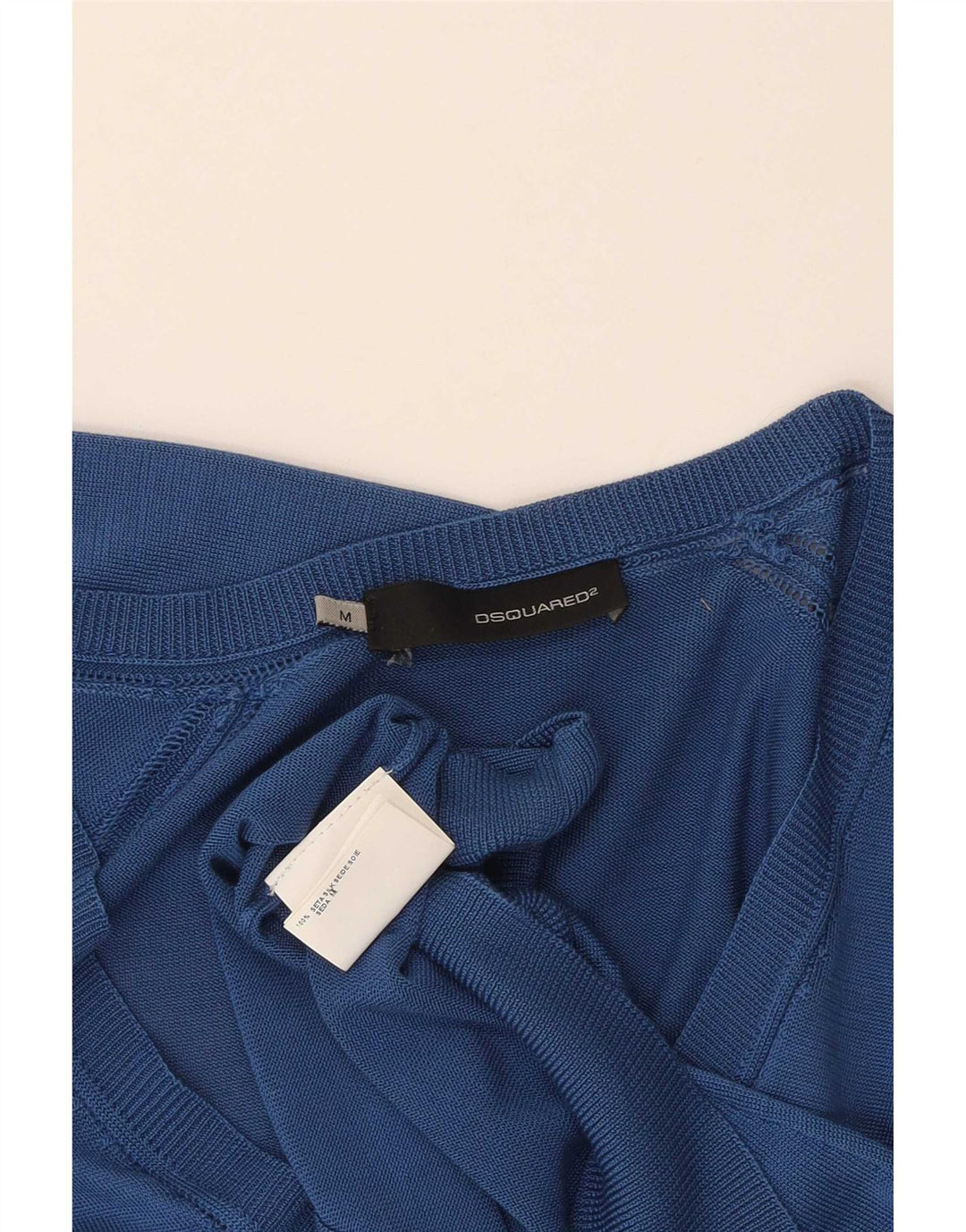 Maglione maglione con scollo a V da donna Dsquared2 UK 12 Seta blu medio