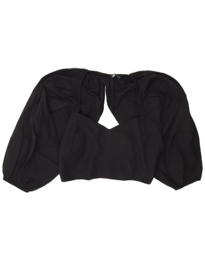 Top corto in camicetta corta da donna Zara UK 14 grande nero