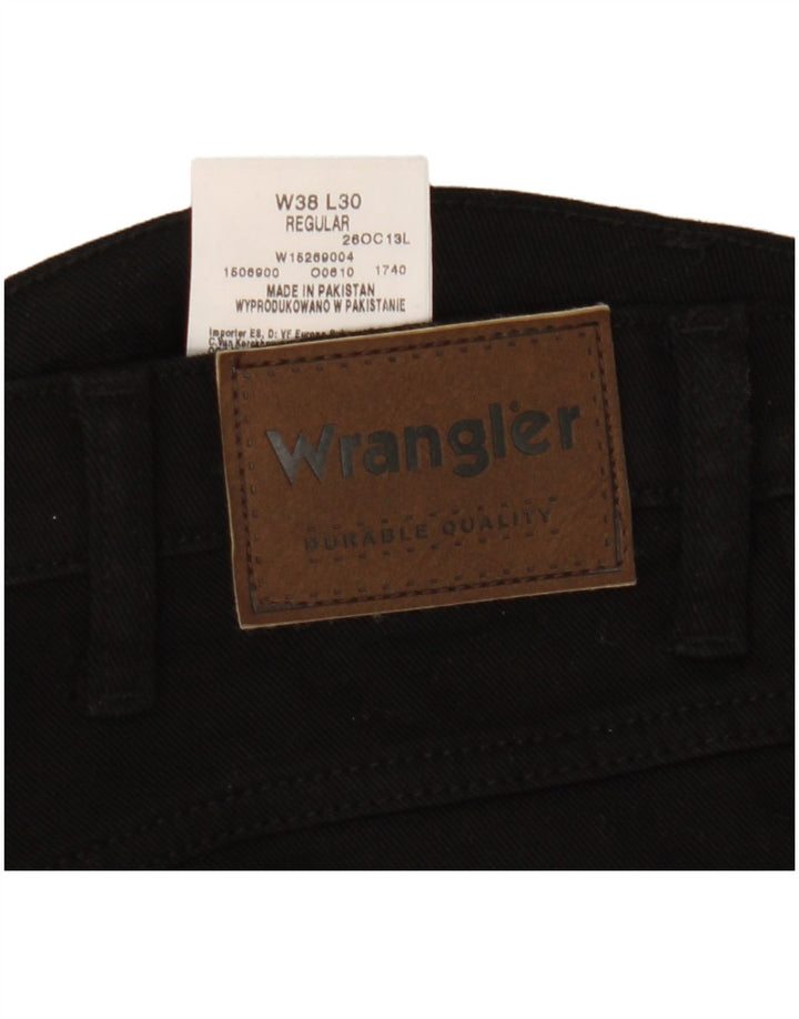 Jeans dritti regolari da uomo Wrangler W38 L30 cotone nero