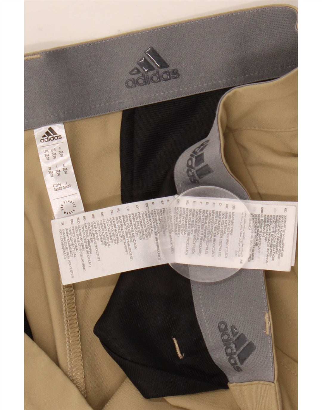 Pantaloni chino dritti da uomo Adidas W36 L32 poliestere beige