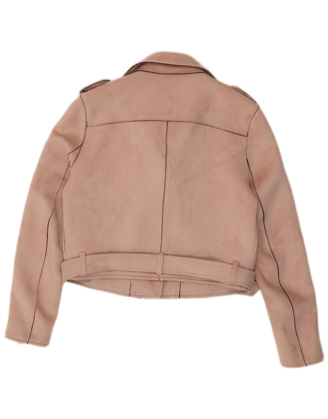 Giacca da motociclista corta da donna ZARA UK 12 Poliestere rosa medio