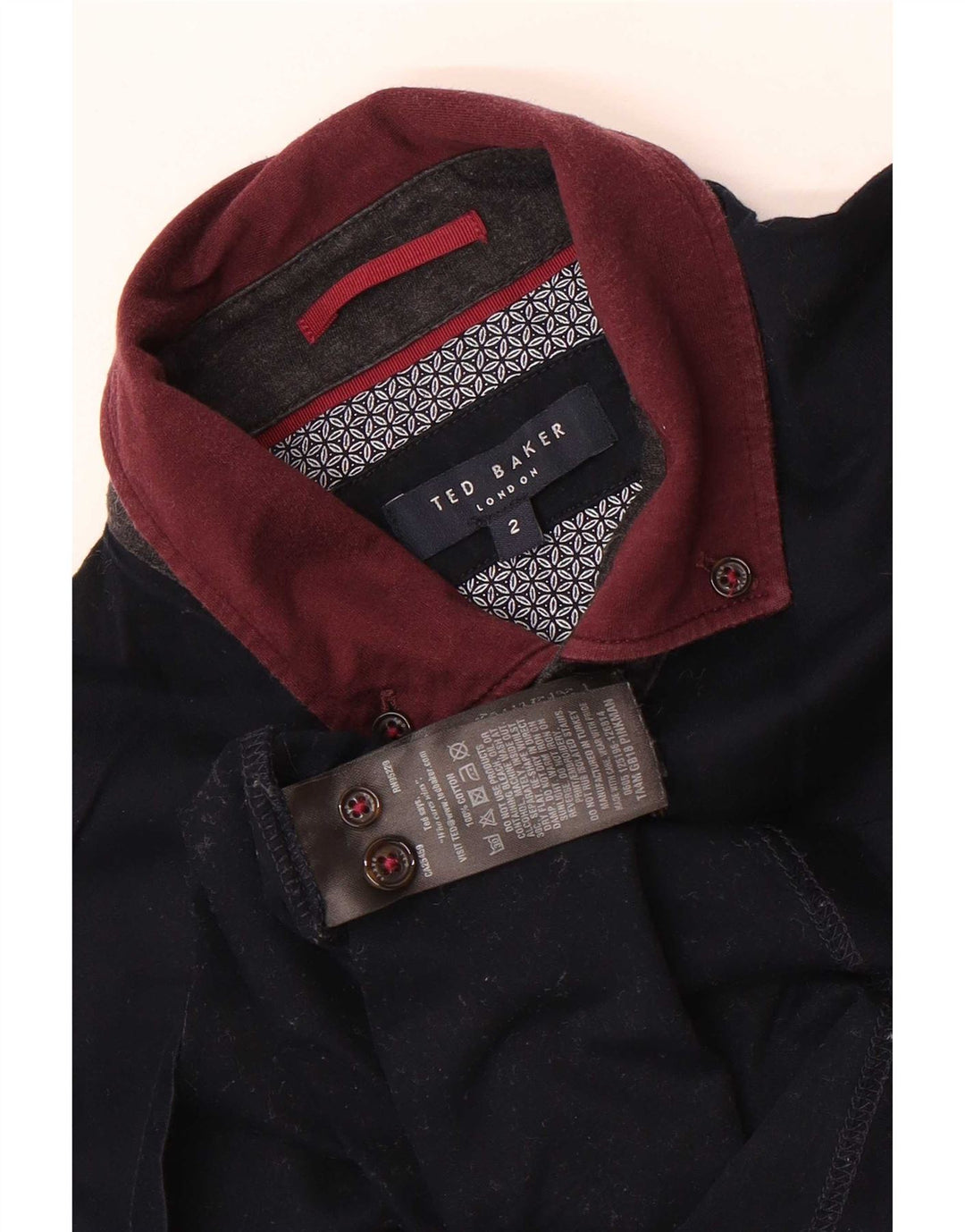 Polo da uomo Ted Baker taglia 2 piccola in cotone color block blu navy