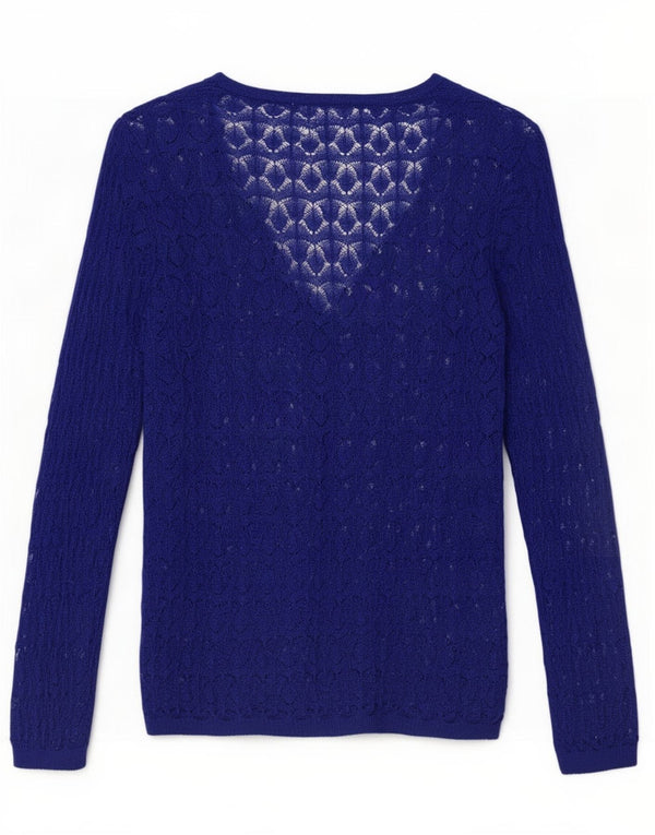 Maglione cardigan oversize con maniche a 3/4 da donna Zara UK 10 piccolo acrilico blu
