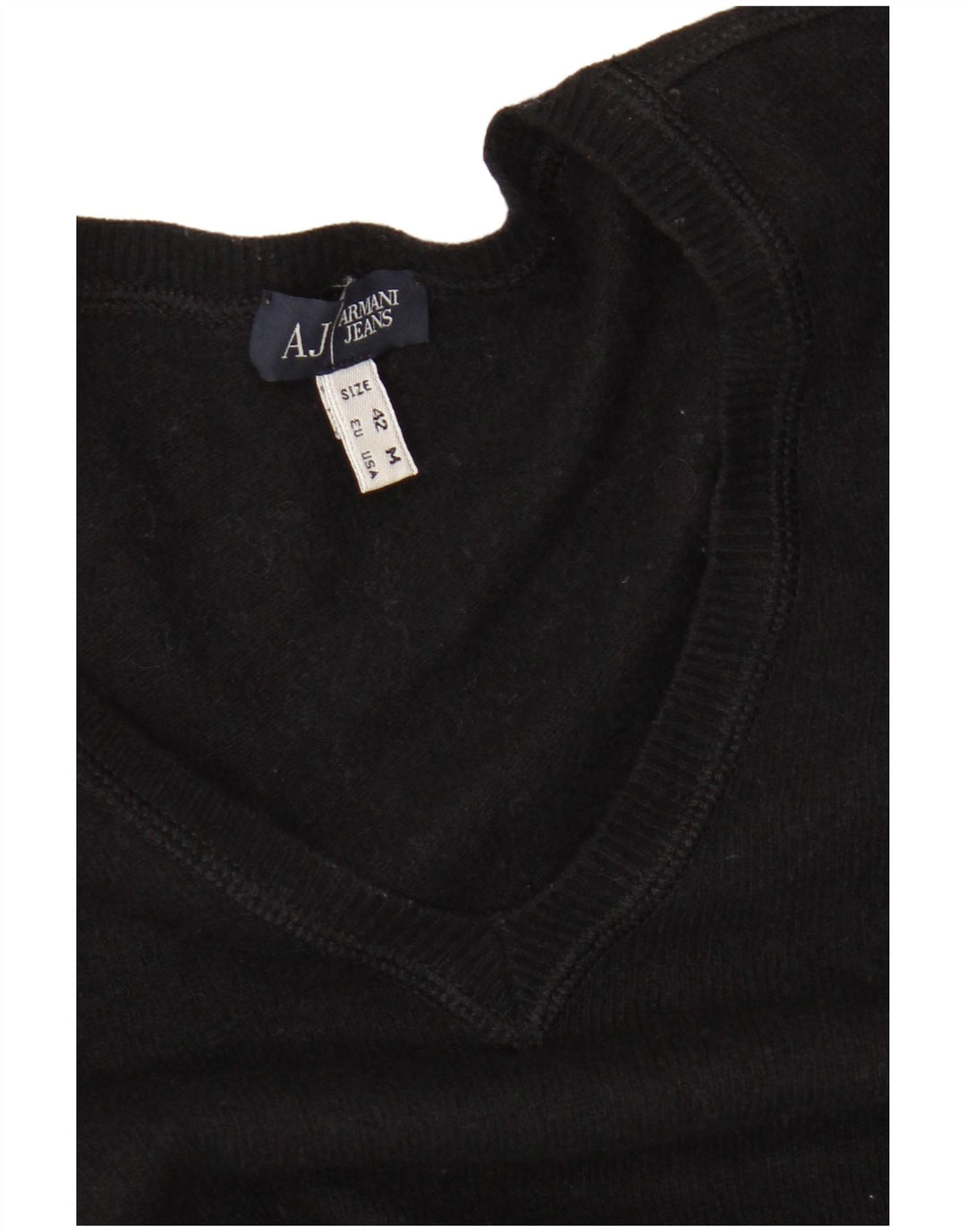 Maglione corto con scollo a V da donna Armani Jeans UK 12 medio nero
