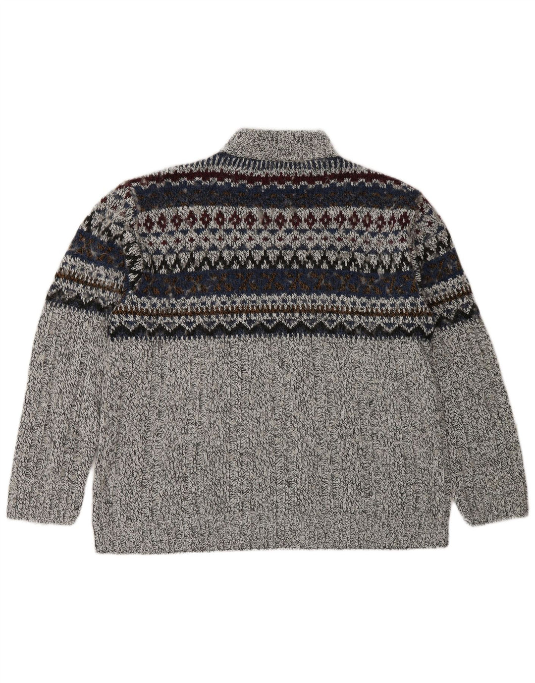 Maglione Canda da uomo con zip e collo in acrilico Fair Isle grigio medio