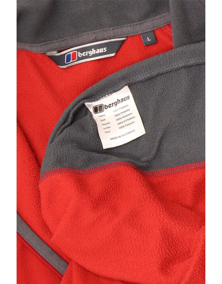 Maglione in pile da uomo Berghaus con zip e collo, grande, in poliestere color block rosso