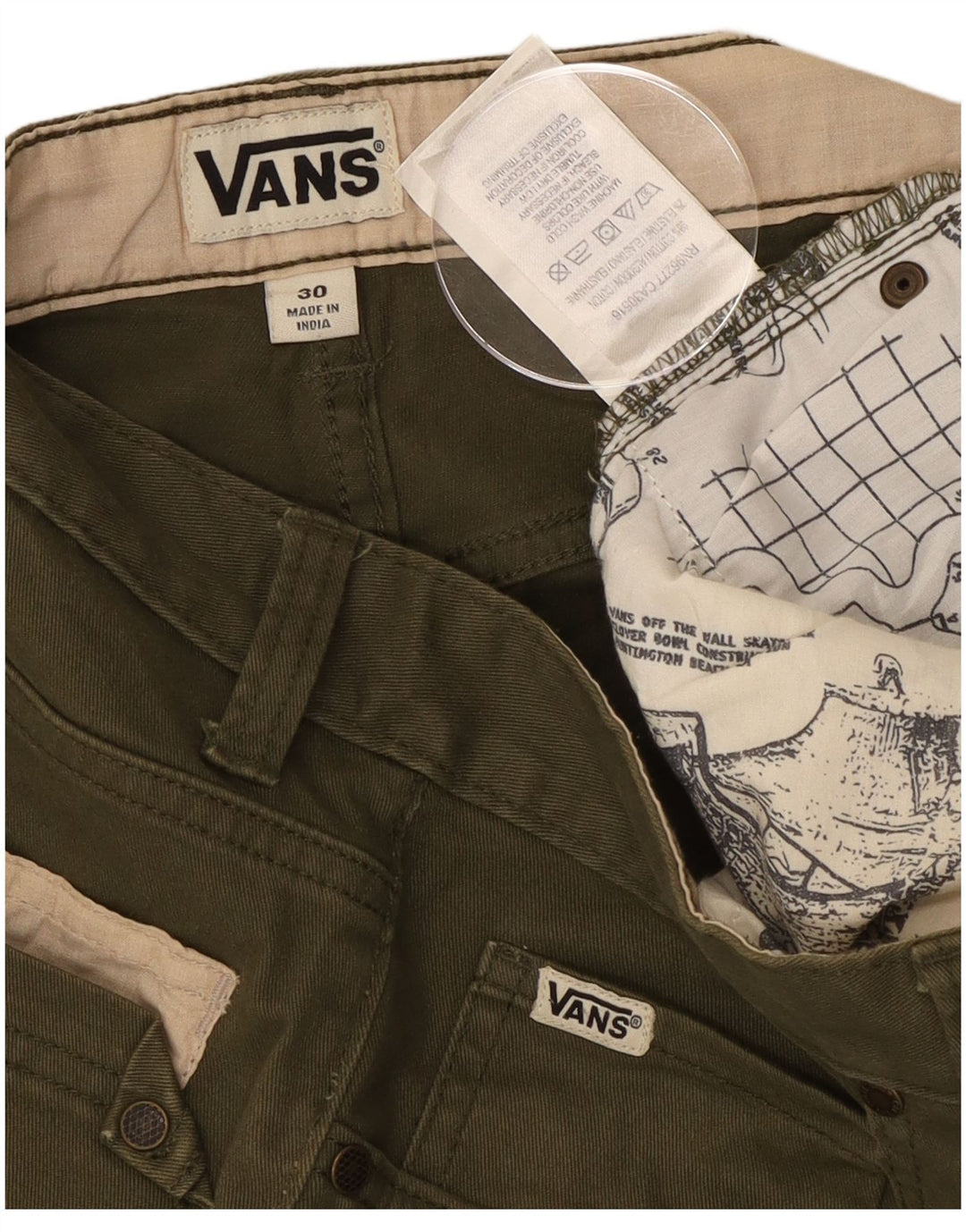 Pantaloncini casual da uomo Vans W30 medio cotone kaki