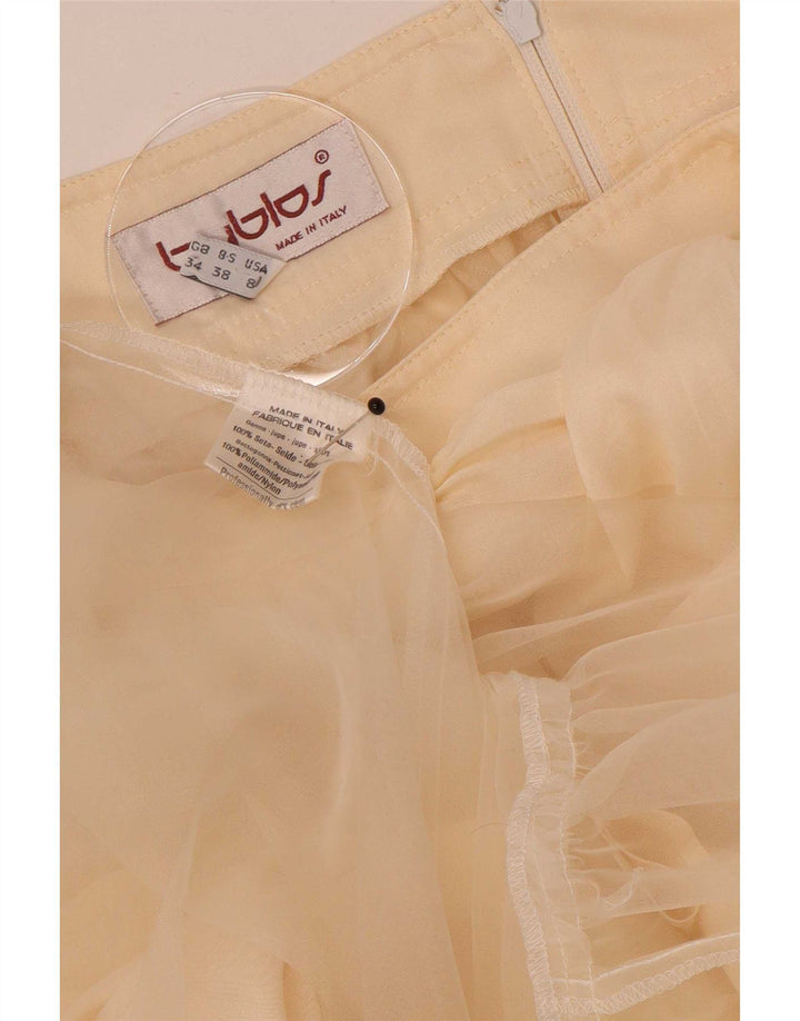 Byblos Gonna svasata a pieghe da donna US 8 Media W26 Beige Seta