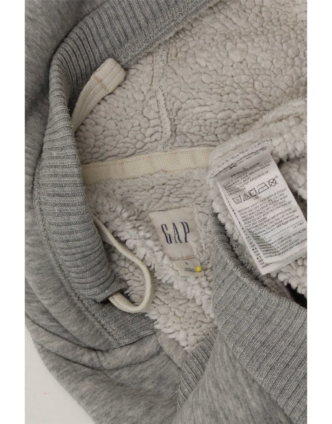 Maglione con cappuccio e zip grafica da uomo Gap grande in cotone grigio