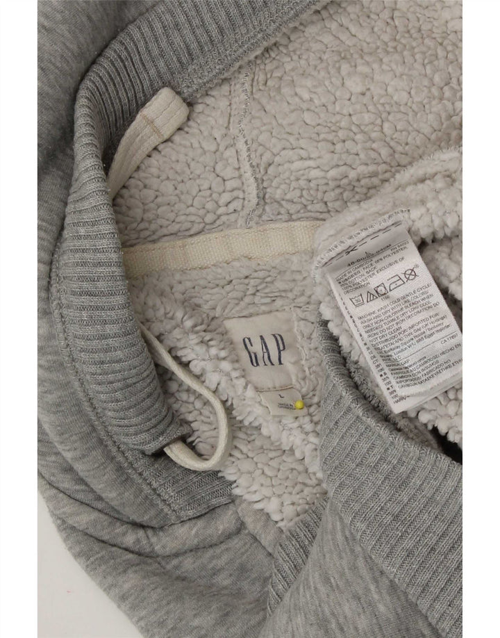 Maglione con cappuccio e zip grafica da uomo Gap grande in cotone grigio