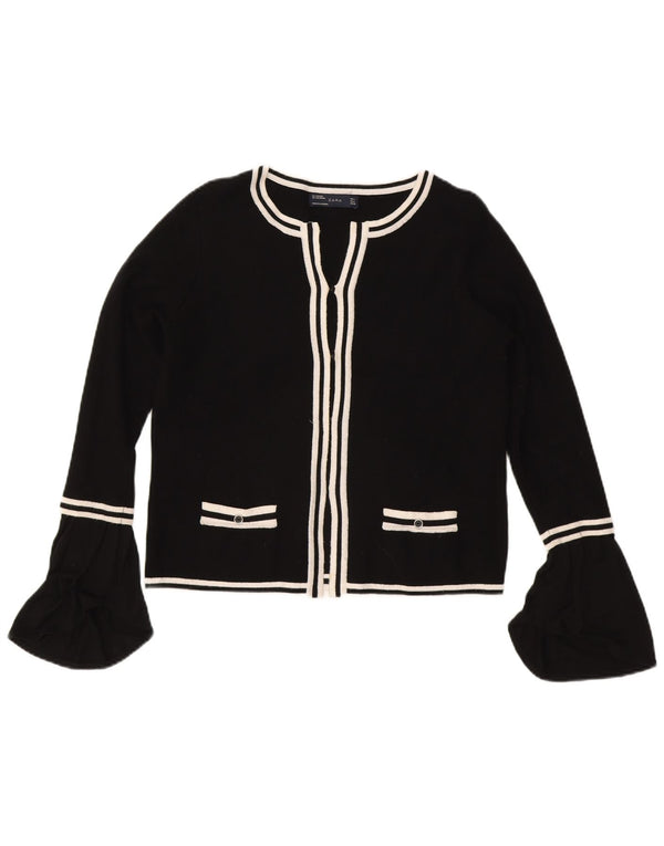 Maglione cardigan corto da donna Zara UK 16 grande viscosa a righe nere