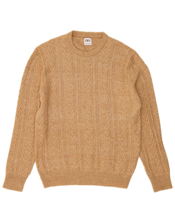 Maglione maglione girocollo da donna Zara UK 18 XL Nylon beige