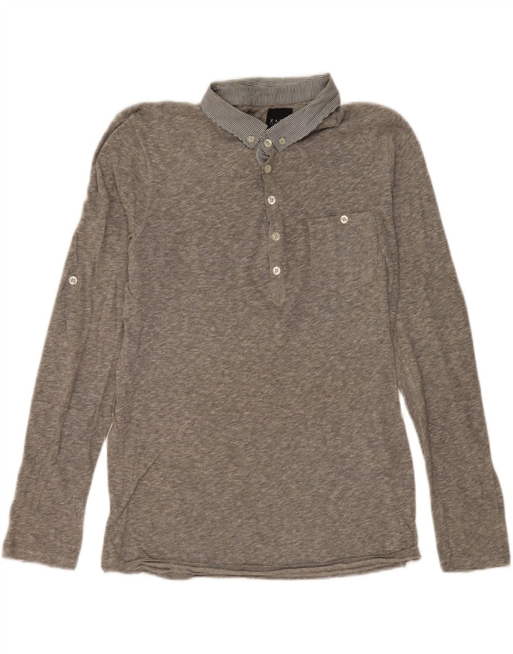 Polo Zara da uomo a maniche lunghe grigio medio screziato