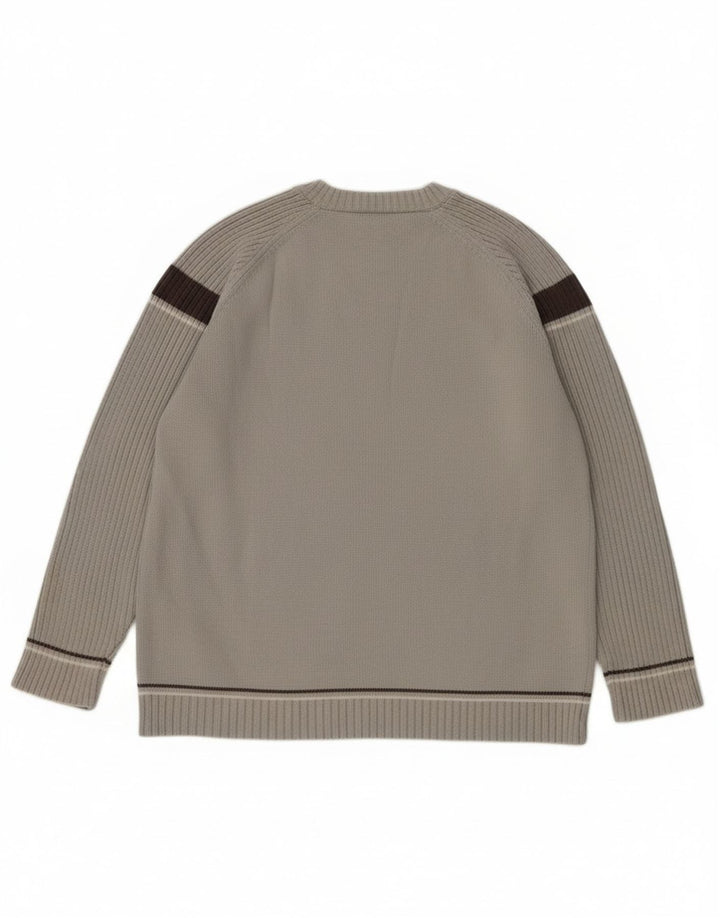 Maglione da uomo girocollo Kickers in cotone color block grigio medio