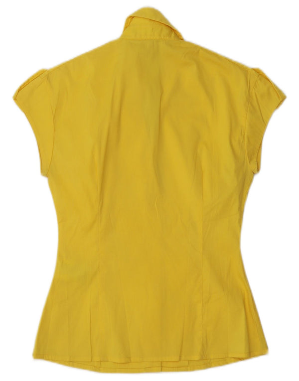 Camicia militare a maniche corte da donna VINTAGE UK 6 XS cotone giallo