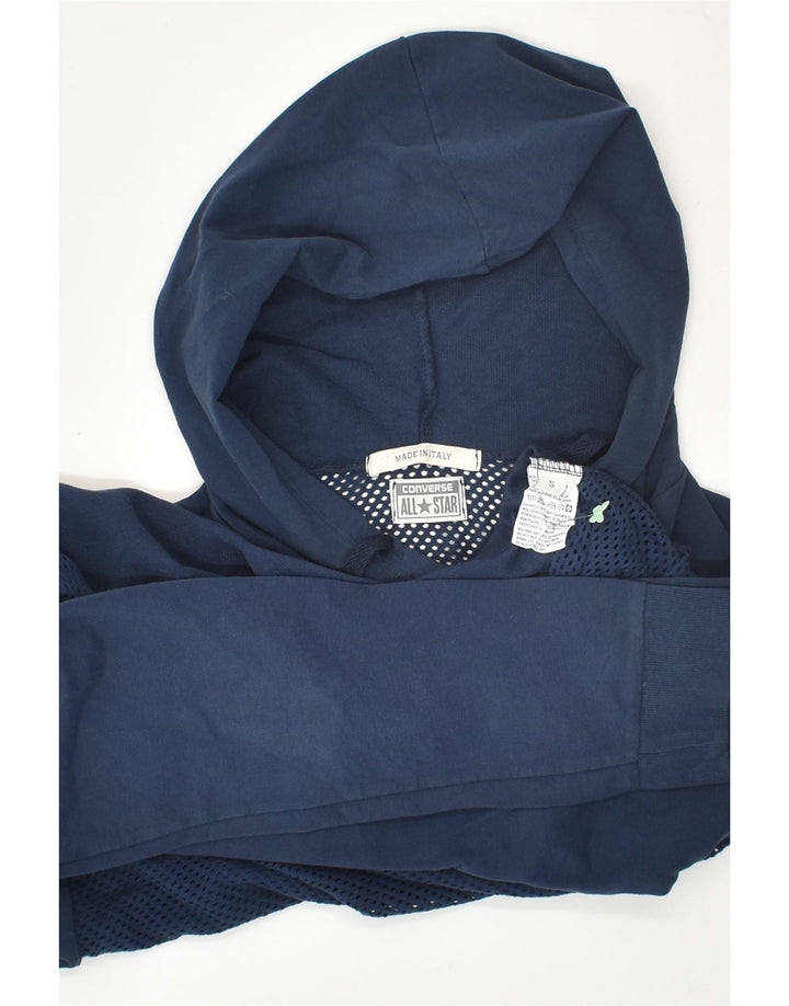 CONVERSE Womens Graphic Hoodie Jumper UK 10 Small Navy Blue Cotton | Vintage Converse | Thrift | Second-Hand Converse | Used Clothing | Messina Hembry 