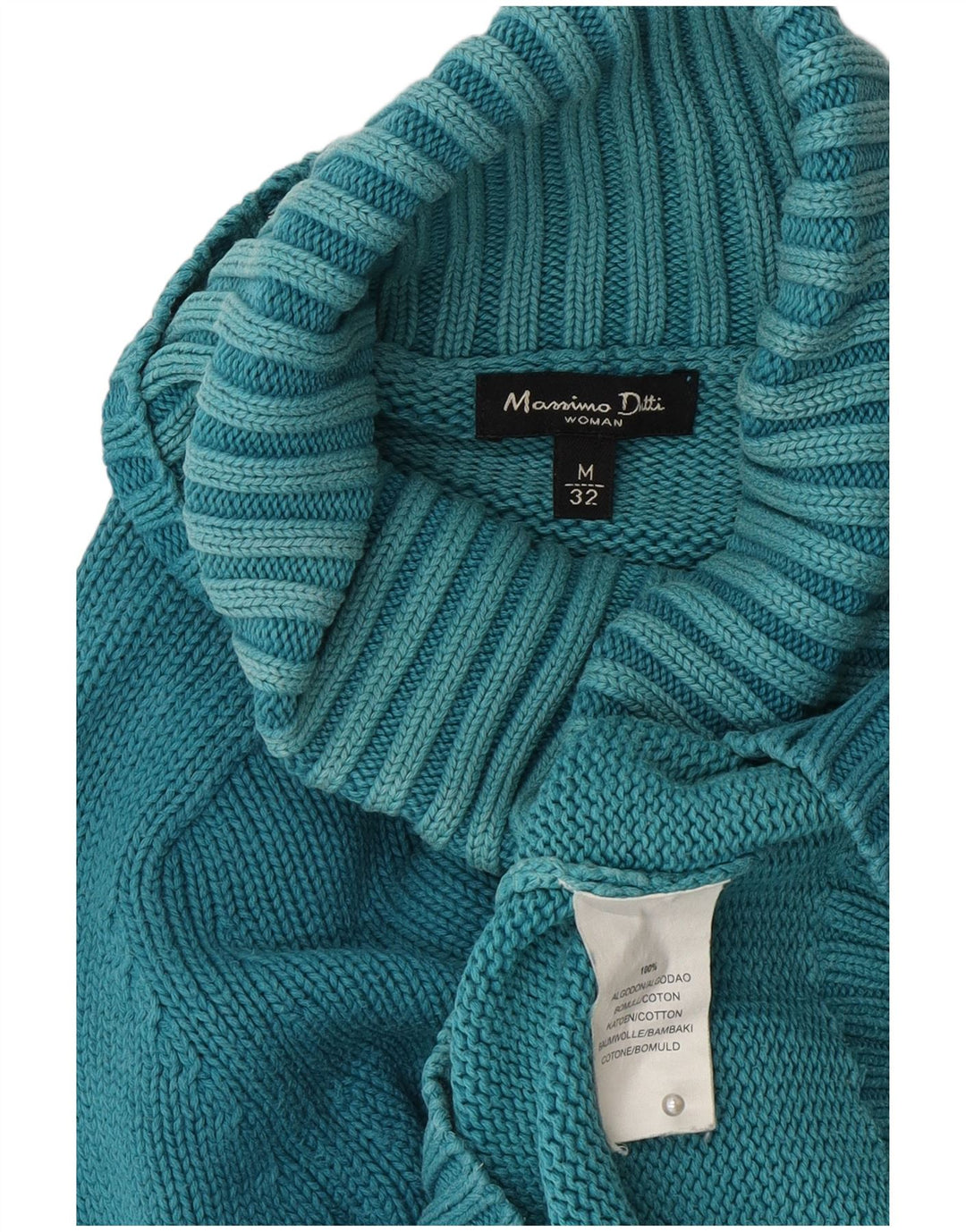 Maglione maglione da donna a collo alto Massimo Dutti UK 12 Cotone blu medio