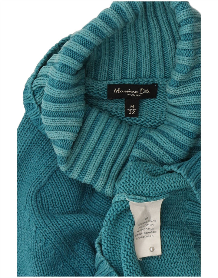 Maglione maglione da donna a collo alto Massimo Dutti UK 12 Cotone blu medio