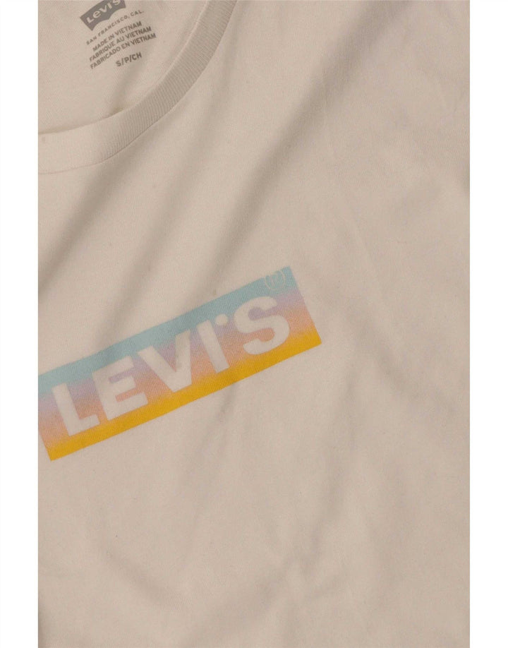 T-shirt grafica da donna Levi's Top UK 8 Small in cotone bianco