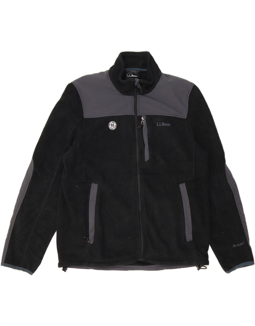 L.L.BEAN Mens Fleece Jacket UK 38 Medium Black Colourblock Polyester Vintage L.L.Bean and Second-Hand L.L.Bean from Messina Hembry 