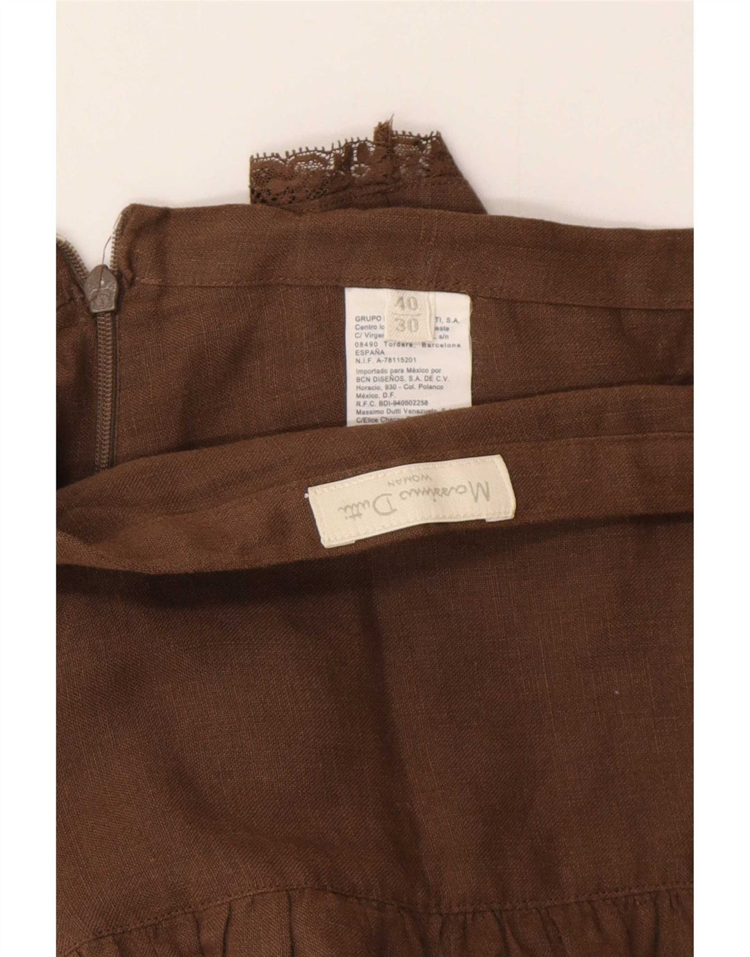 Gonna a strati da donna Massimo Dutti W30 Lino marrone medio
