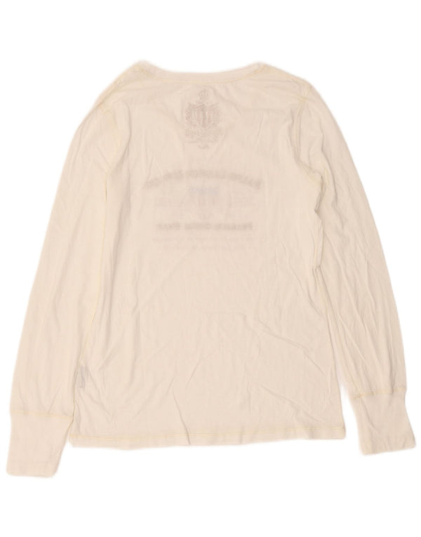 Top grafico da donna Ralph Lauren manica lunga UK 8 piccolo bianco
