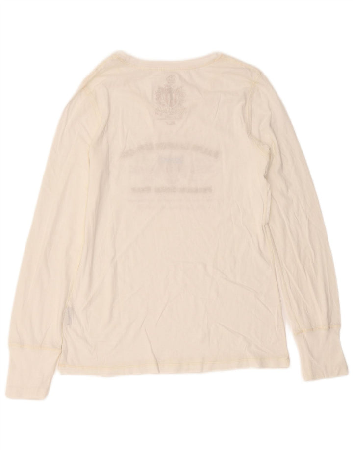 Top grafico da donna Ralph Lauren manica lunga UK 8 piccolo bianco