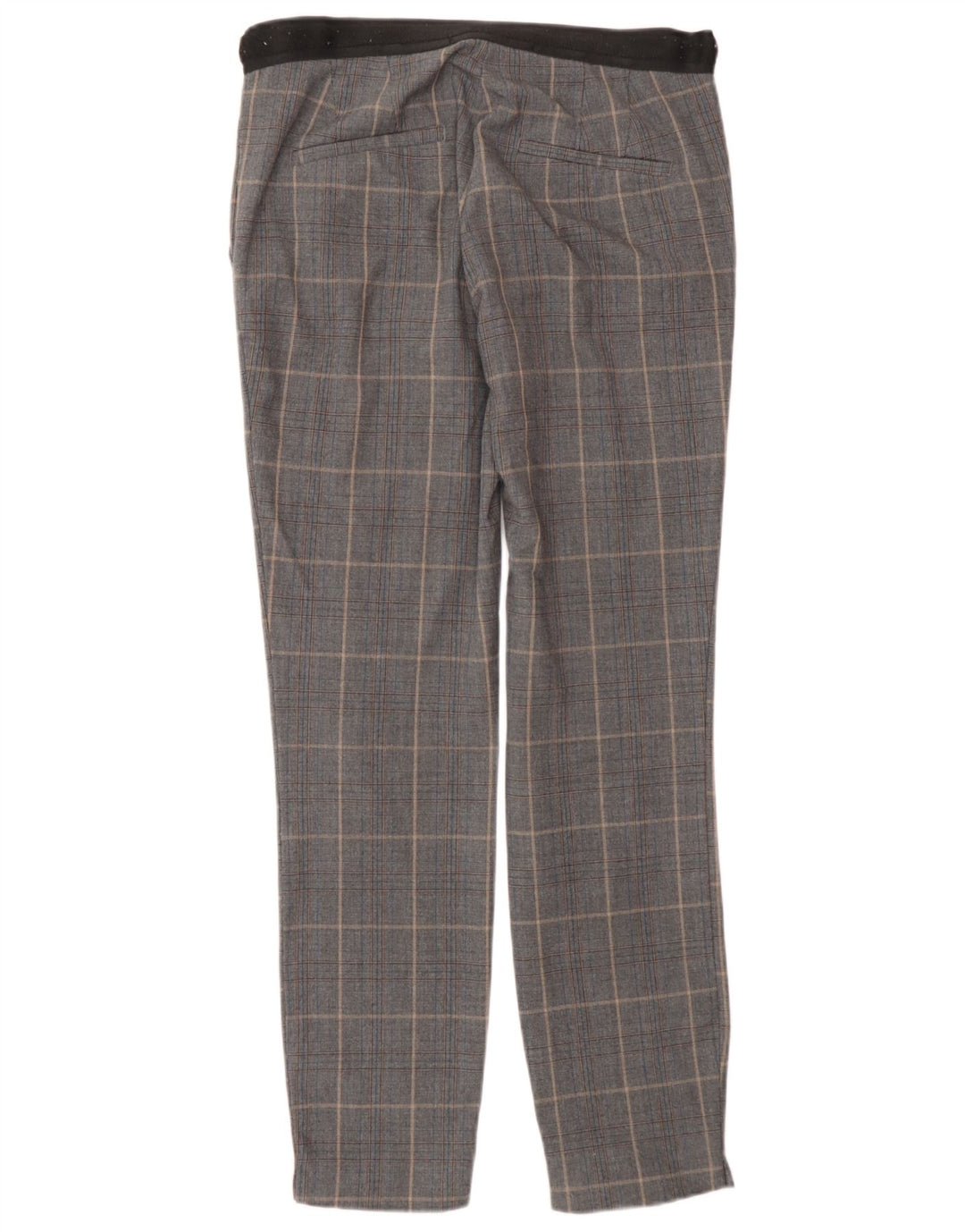 Pantaloni da abito slim da donna Zara XS W24 L27 Poliestere a quadri grigi