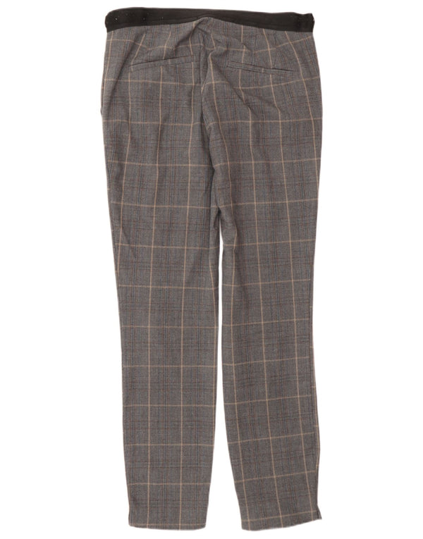 Pantaloni da abito slim da donna Zara XS W24 L27 Poliestere a quadri grigi